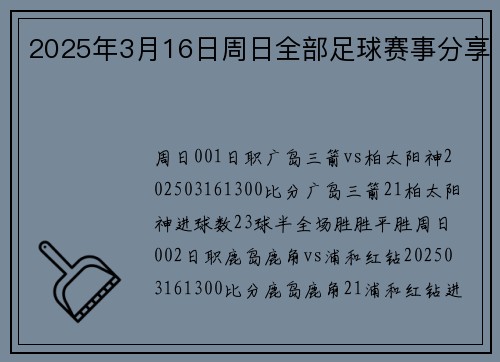 2025年3月16日周日全部足球赛事分享